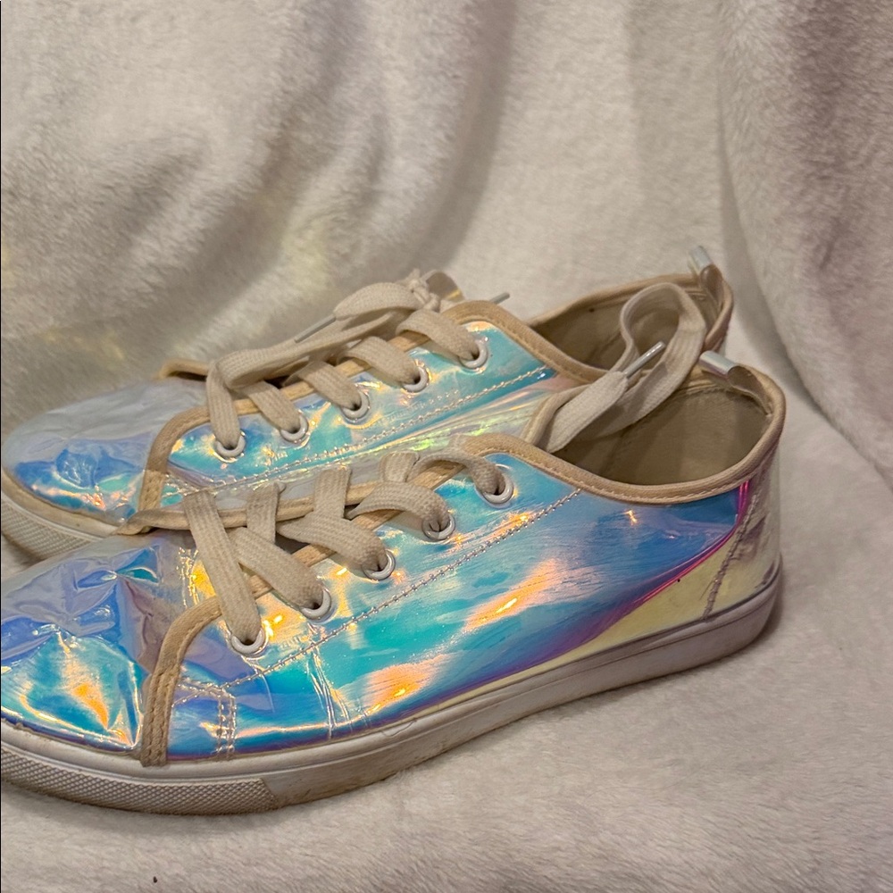 Iridescent Sneakers with White Laces